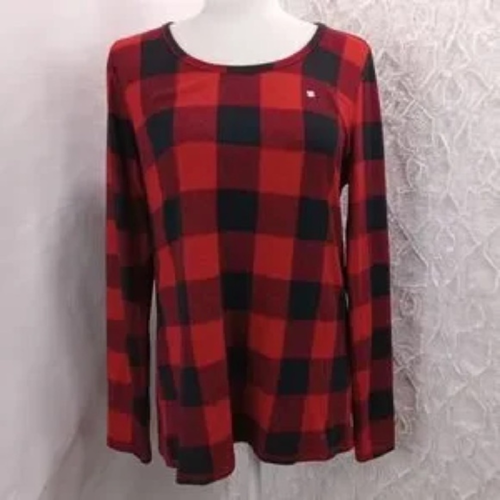 Women's Red and Black Buffalo Plaid Long Sleeve Top